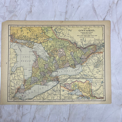 1899 Map of Ontario 10x13 Original Tinted Map Engraving FL6-8