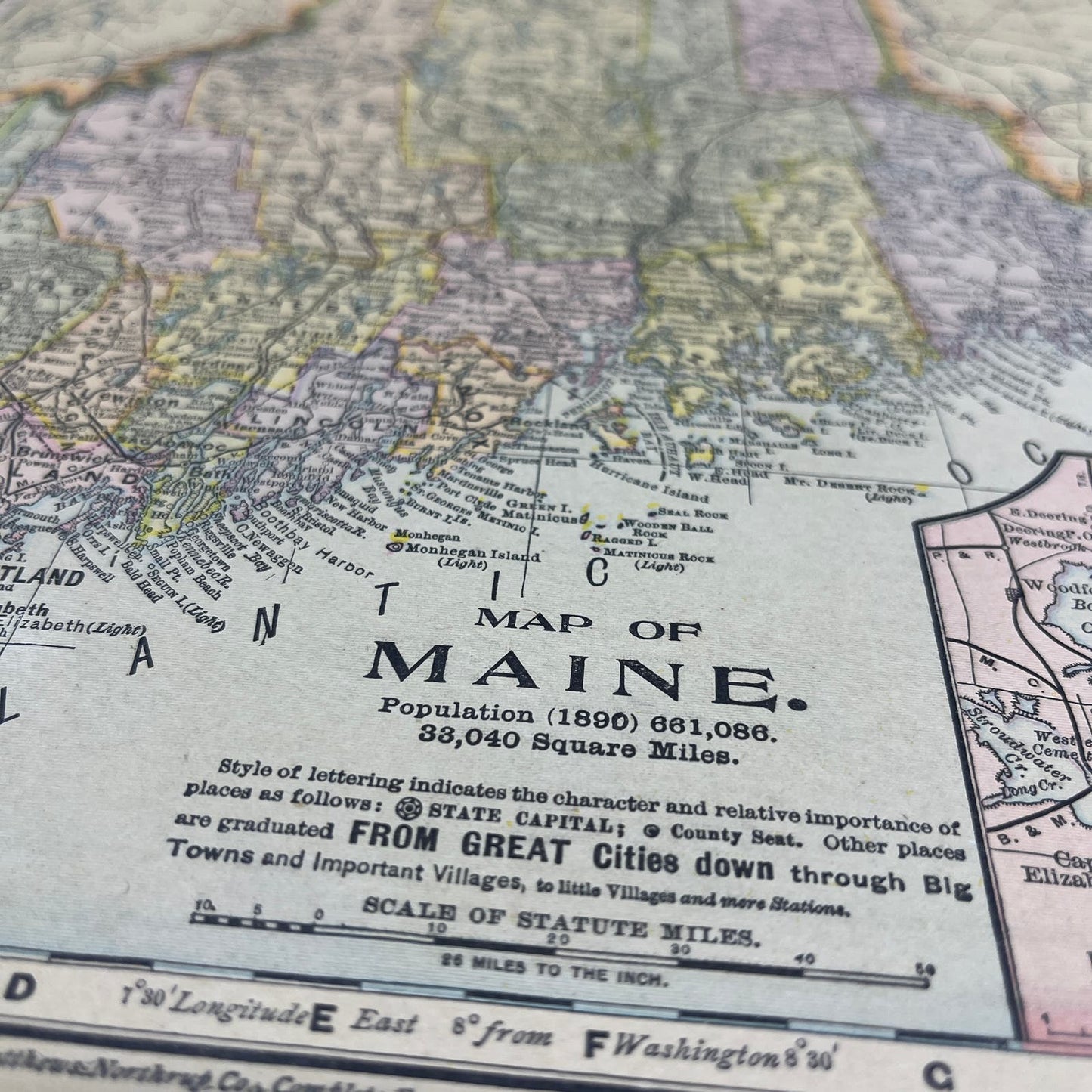 1899 Map of Maine 10x13 Original Tinted Map Engraving FL6-8