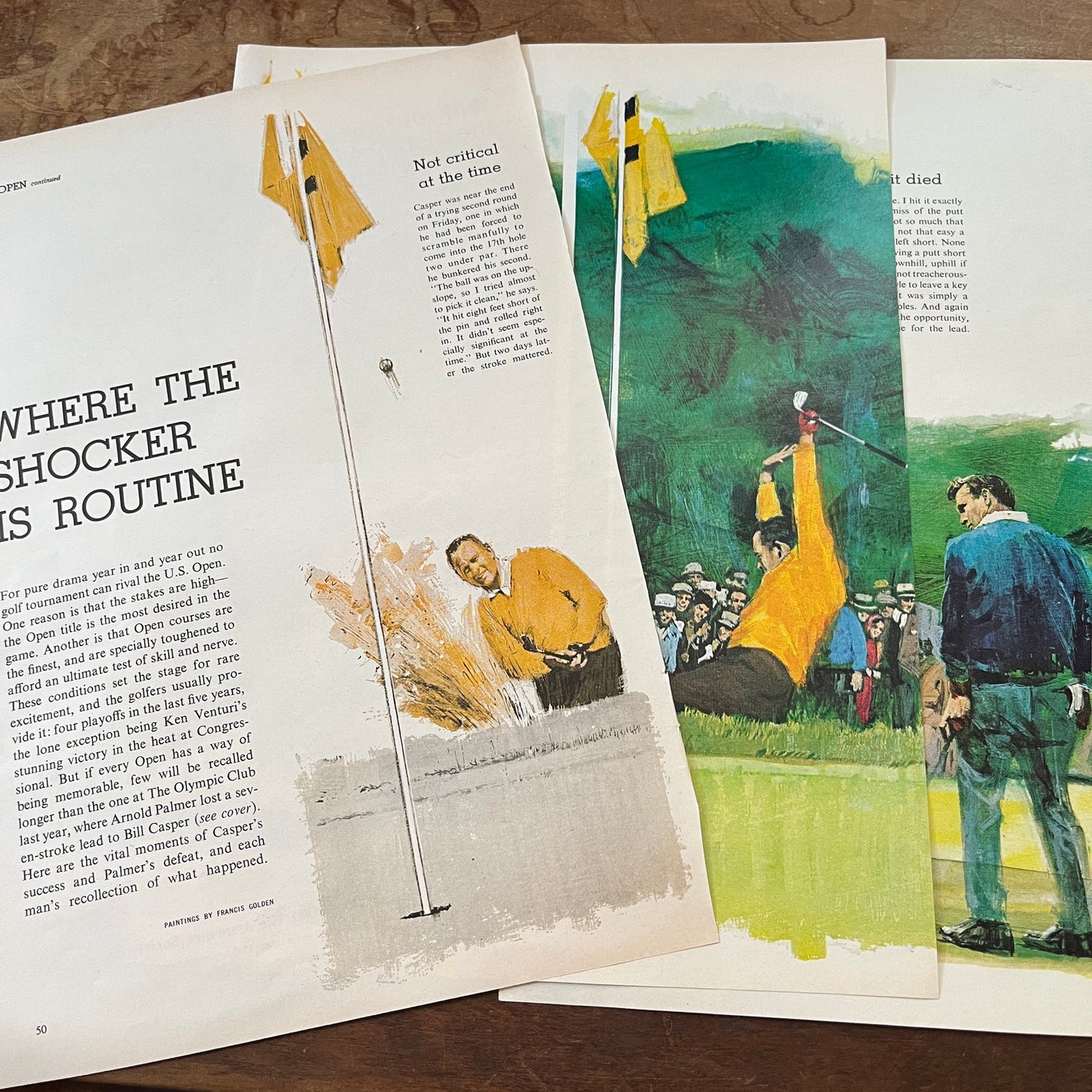 US Open Bill Casper Arnold Palmer - Francis Golden Art 5 Pages 1967 Ad AG2-1