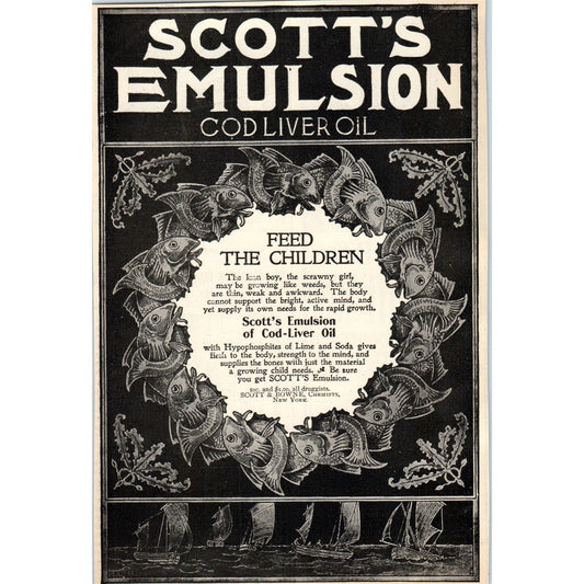 Feed the Children Scott's Emulsion Cod Liver Oil Scott & Bowne 1897 Ad AE9-TS2