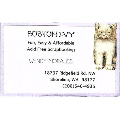 Boston Ivy Wendy Morales Shoreline WA Vintage Business Card TH2-B1