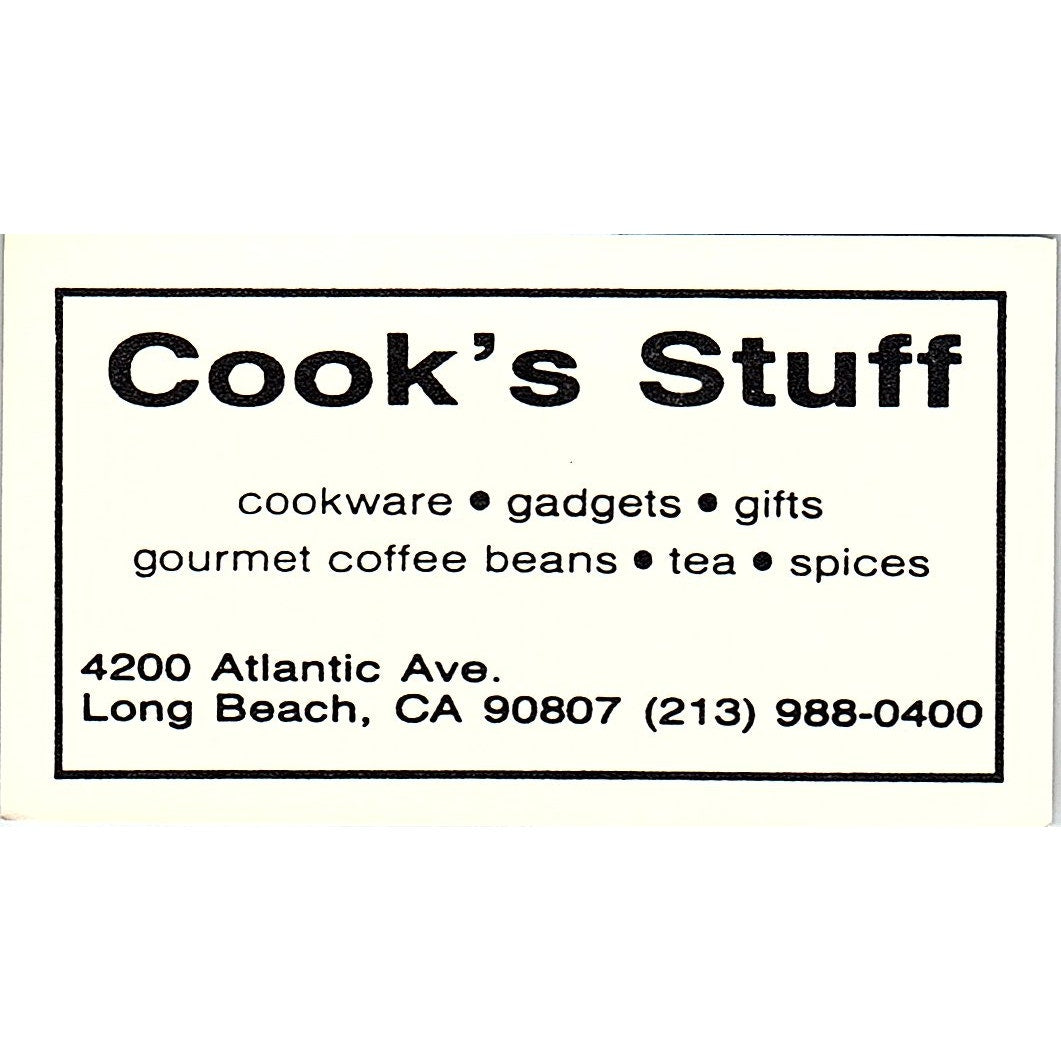 Cook's Stuff, Long Beach, CA Vintage Business Card SF3-B8