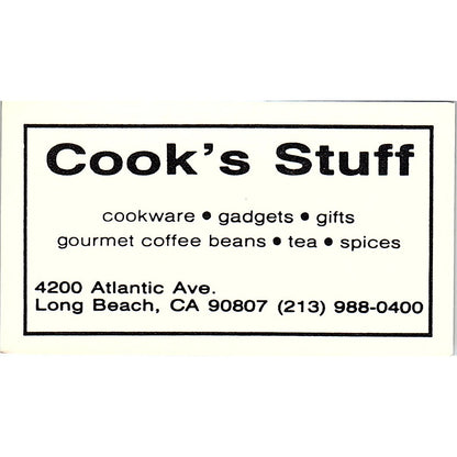 Cook's Stuff, Long Beach, CA Vintage Business Card SF3-B8