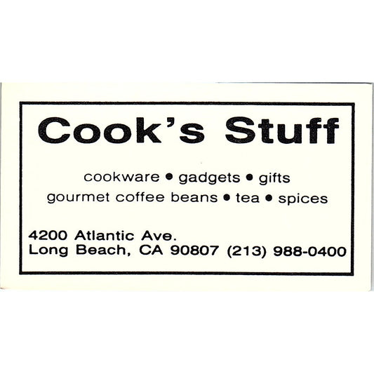 Cook's Stuff, Long Beach, CA Vintage Business Card SF3-B8