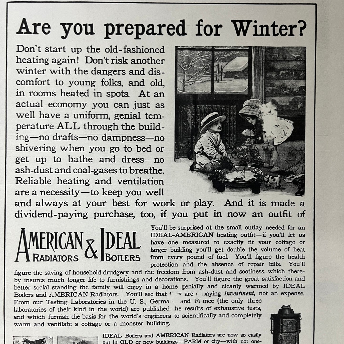 American & Ideal Radiators Boilers American Radiator Co Magazine Ad 10x14 V7
