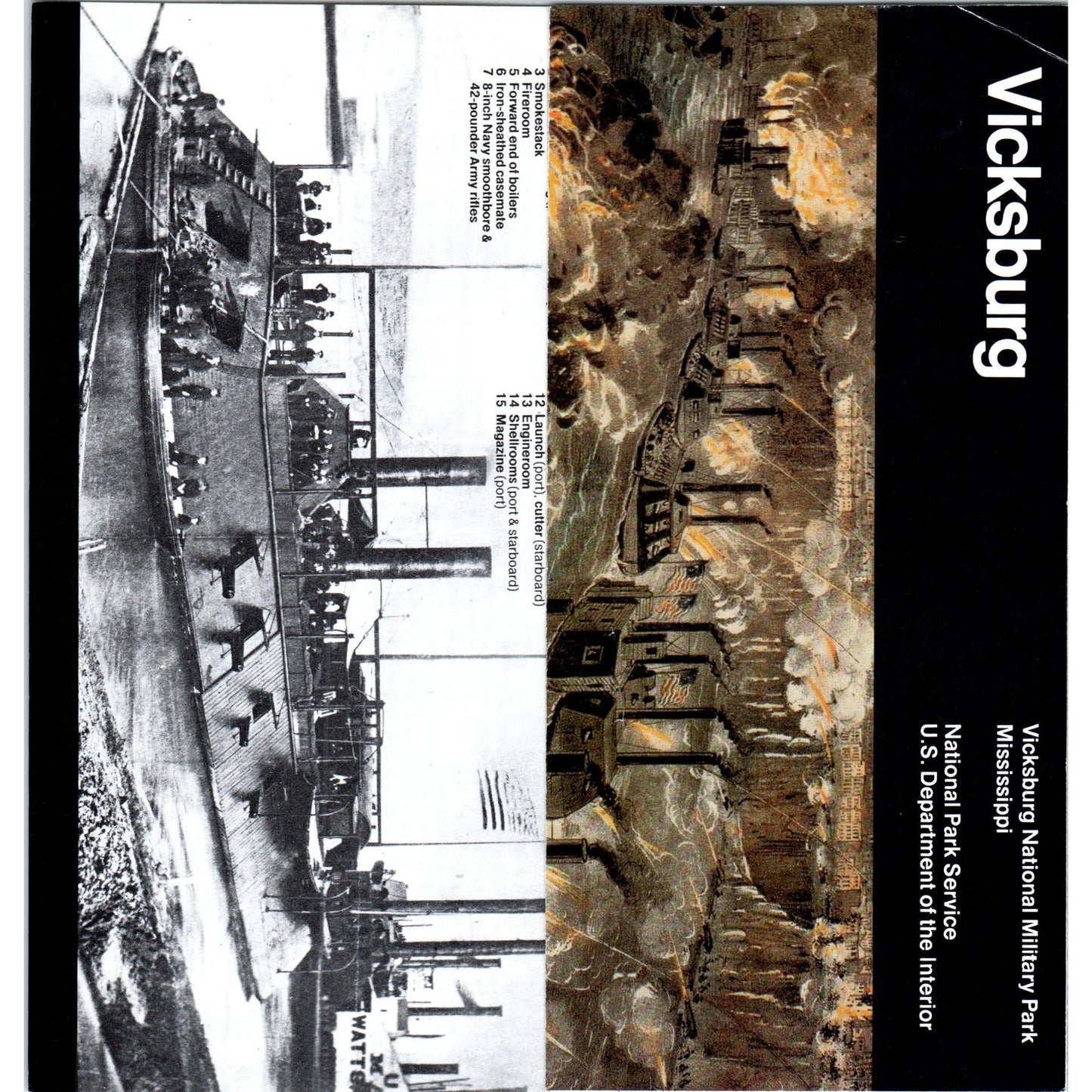 Vtg Vicksburg National Military Park MS Fold Out Map & Travel Brochure H5-5