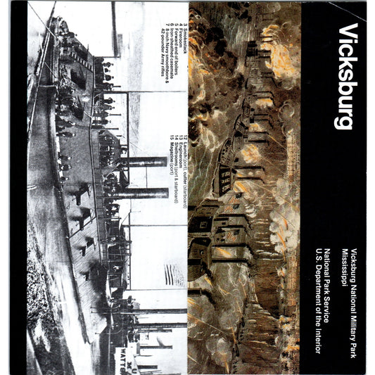 Vtg Vicksburg National Military Park MS Fold Out Map & Travel Brochure H5-5