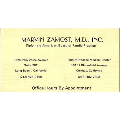Diplomate American Board Of Family Practice, Cerritos CA Business Card SF3-B8