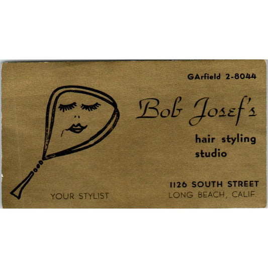 Bob Josef's Hair Styling Studio Long Beach CA Vintage Business Card SD8-B11