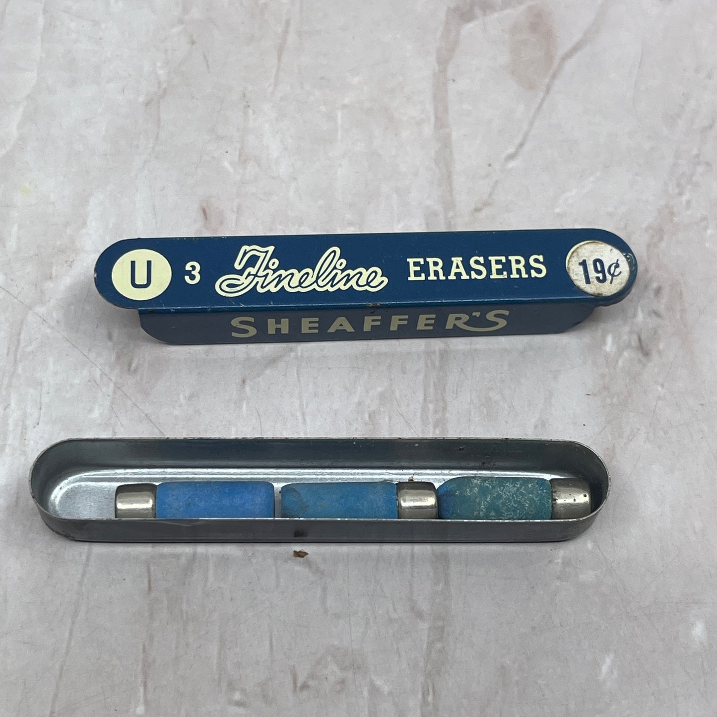 Vintage Sheaffer Fineline Eraser Set of 3 in Metal Tin SB8