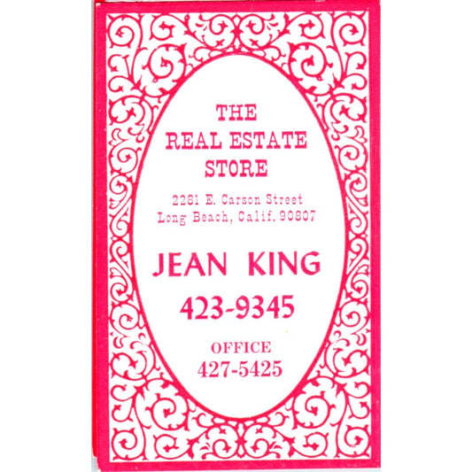 Jean King The Real Estate Store Long Beach CA Vintage Business Card SD4-B5