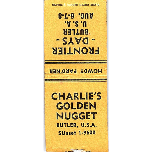 Charlie's Golden Nugget Butler USA Vintage Matchbook Cover SF3-Y5