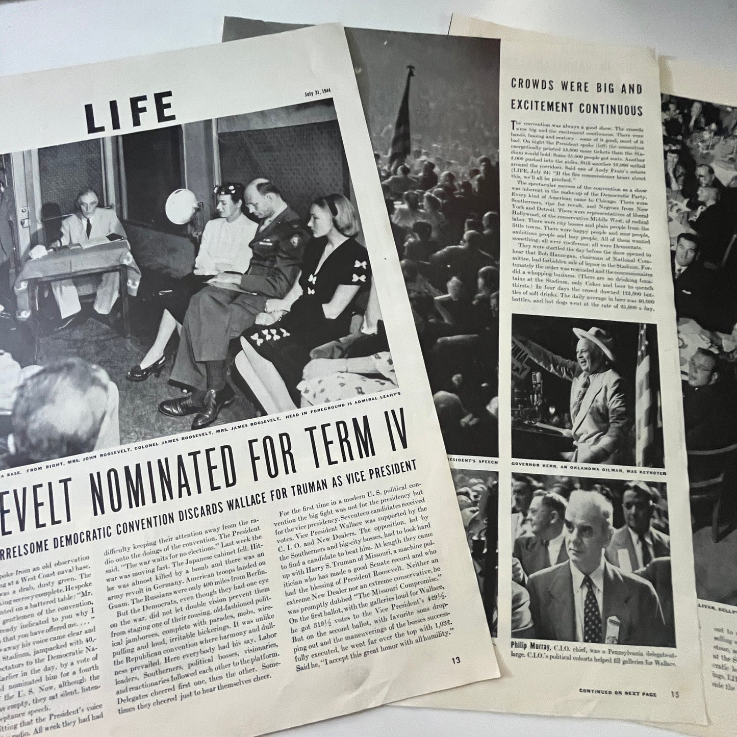 FDR Roosevelt Nominated for Term IV 3 Pages 1940s WWII Era Article V29-5