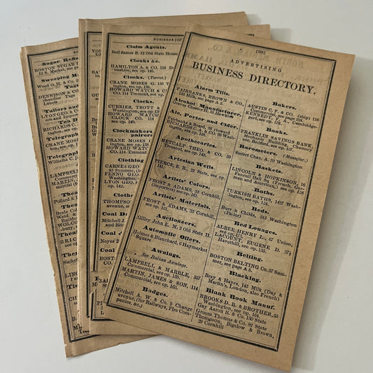 Boston Business Listings 8 Pages 1871 Boston Almanac Clipping SAI2-H4