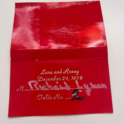 Lara and Renny Wedding Dec 24, 1976 Vintage Matchbook Cover MM3-4
