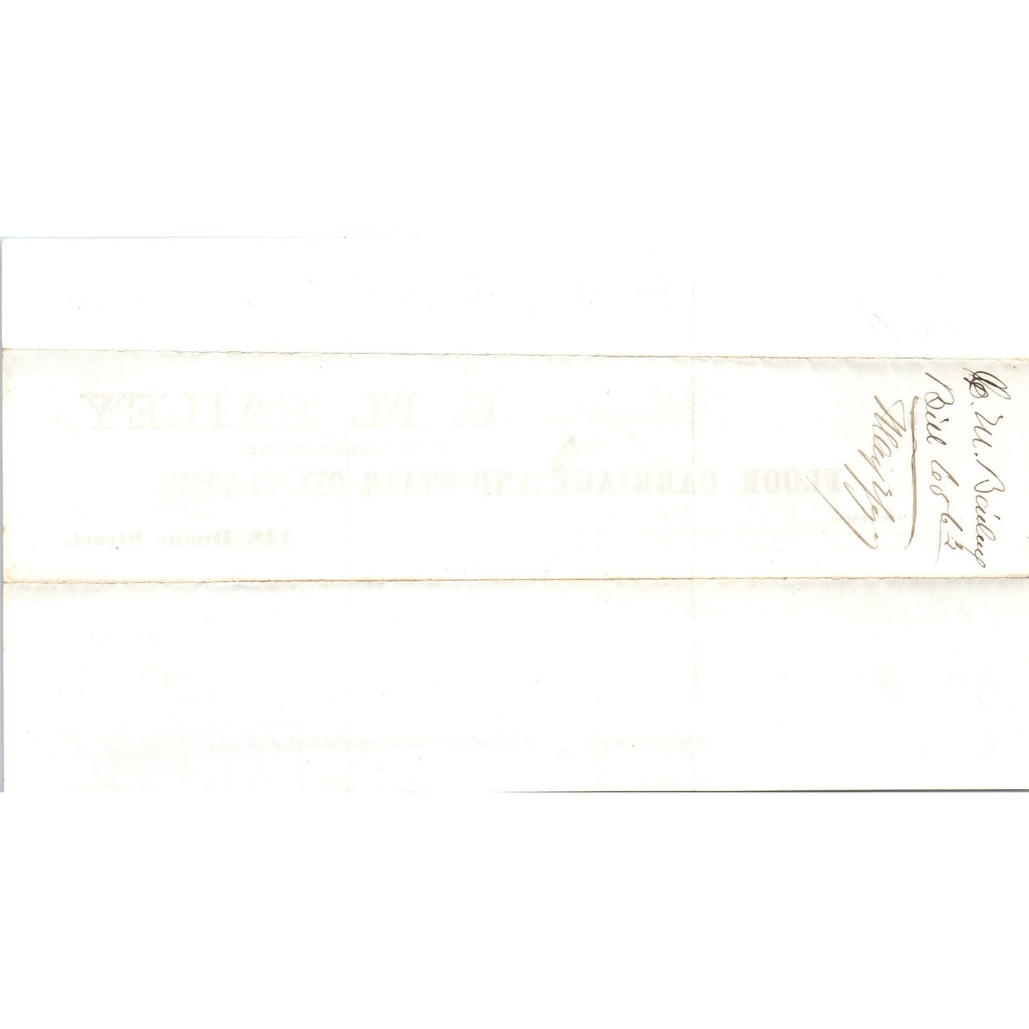 1877 C.M. Bailey Oil-Cloths New York Receipt Letterhead D24