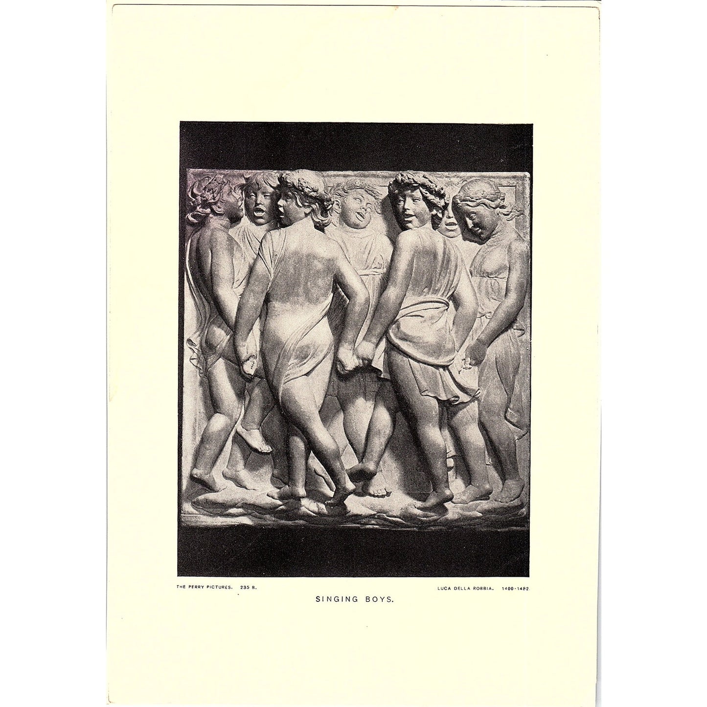 Singing Boys Sculpture - The Perry Pictures Vintage Art Print 5x7 V12