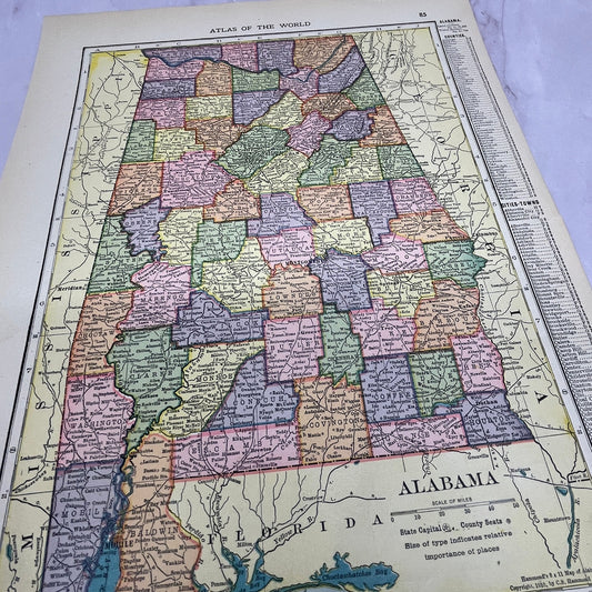 Map of Alabama 1910 Print V14-7