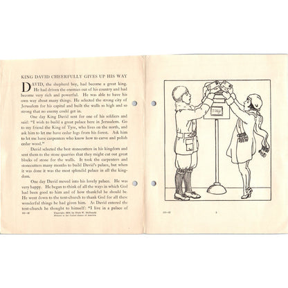1928 Primary Stories Children's Bible Study King David Gives Up His Way AE9-X3