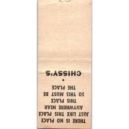 Chissy's Restaurant Harry Chisholm Waldo WI Vintage Matchbook Cover SD2-Y14