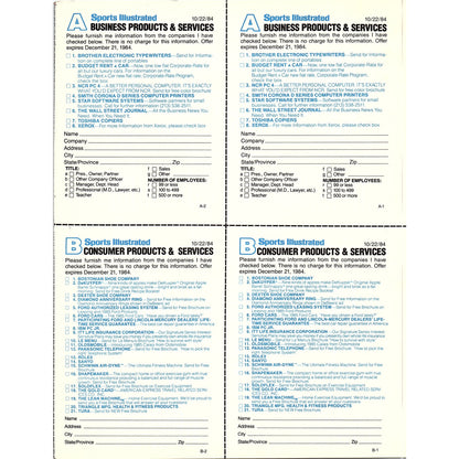 Sports Illustrated Products & Services Postal Mailing Cards 1984 Ad AF8-5