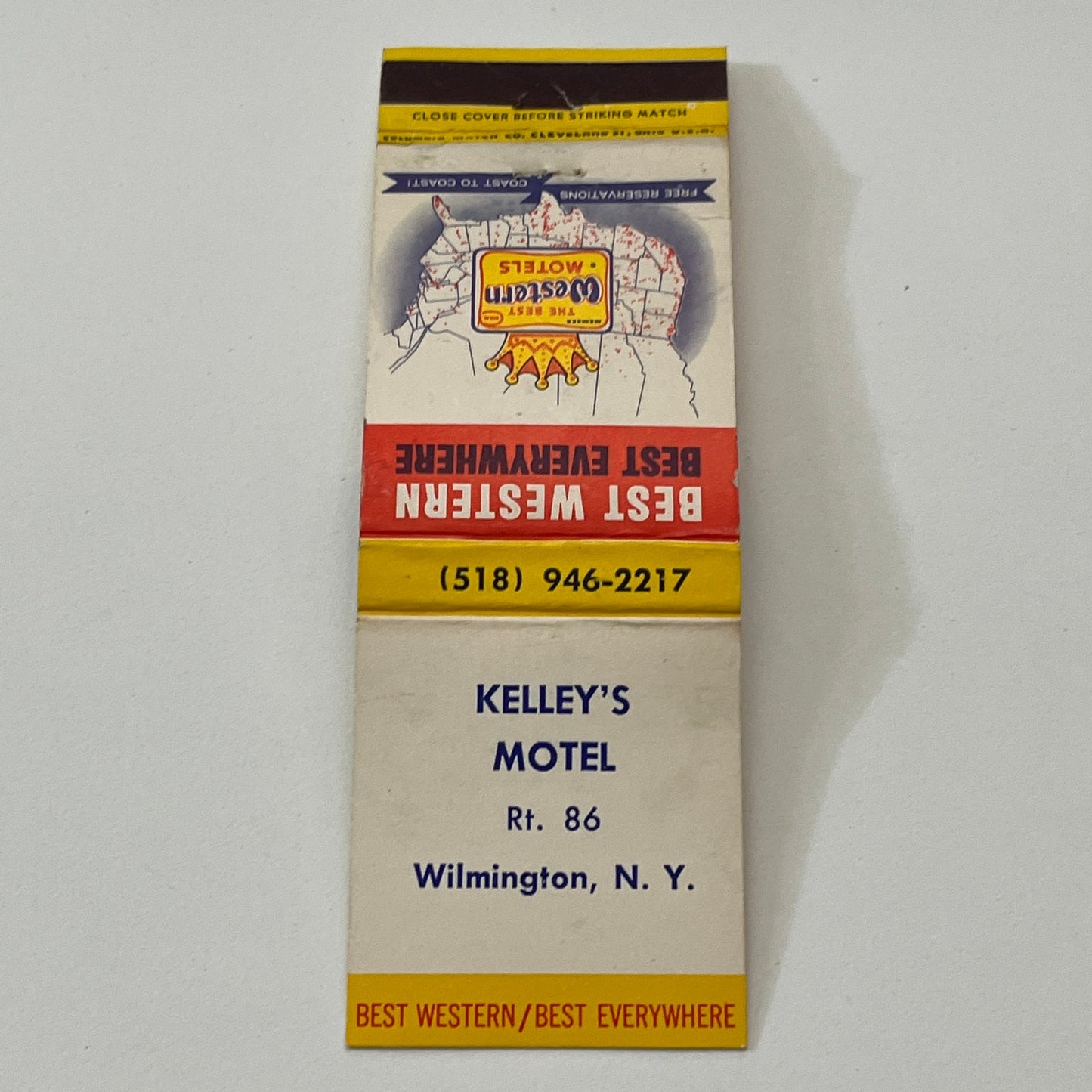 Kelley's Motel Best Western Route 86 Wilmington NY Matchbook Cover TB6-MB1-8