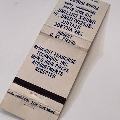 The Village Stylist Haircuts Manchester CT Vintage Matchbook Cover TB6-MB1-11