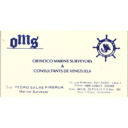 Orinoco Marine Surveyors Capt. Pedro Salas Piñerua Guayan VE-F Card SSB4-B13