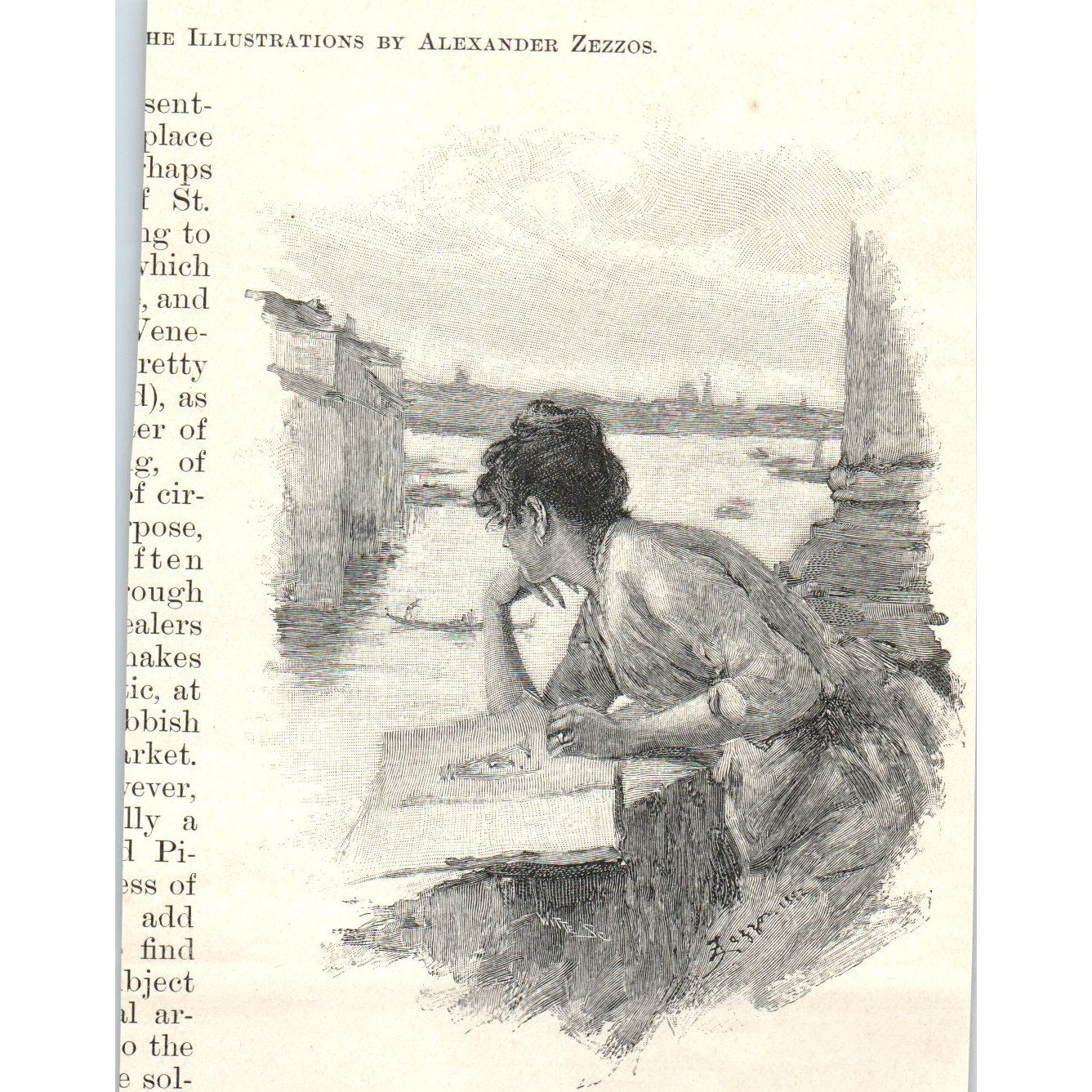 Ganzer Retired Boatman Assisting Gondolas Rezzos Illustration 1892 Print AB6-SM2