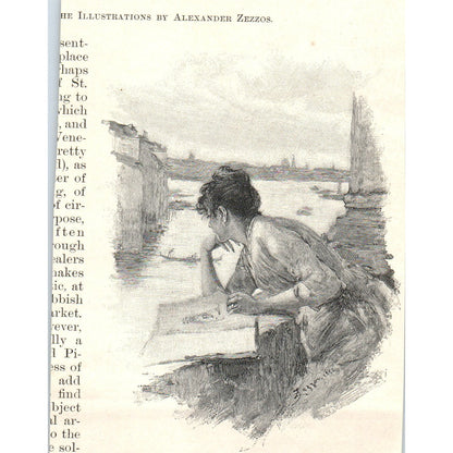 Ganzer Retired Boatman Assisting Gondolas Rezzos Illustration 1892 Print AB6-SM2