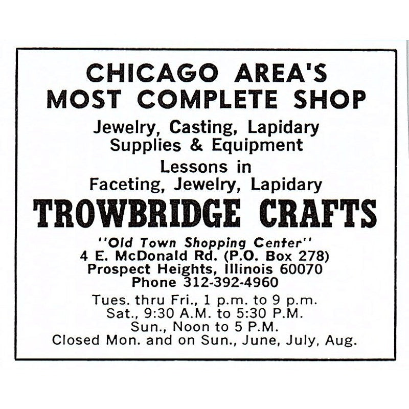 Trowbridge Crafts Prospect Heights Illinois 1972 Ad AF8-M2