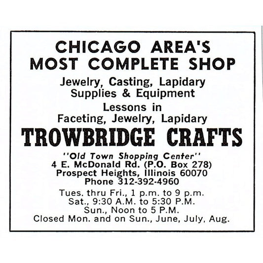 Trowbridge Crafts Prospect Heights Illinois 1972 Ad AF8-M2