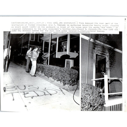 Fire Hits JFK Birthplace at Brookline MA 1975 7x10 Original Press Photo D1-P