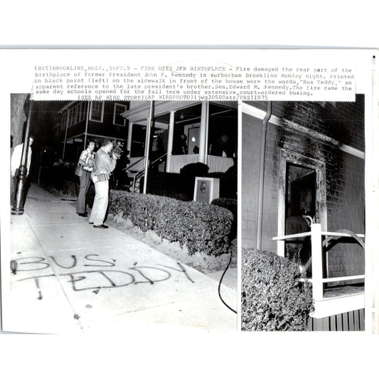 Fire Hits JFK Birthplace at Brookline MA 1975 7x10 Original Press Photo D1-P