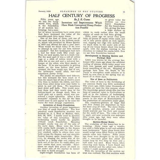 Commercial Honey Production J.E. Crane Beekeeping 1926 Article AG3-9