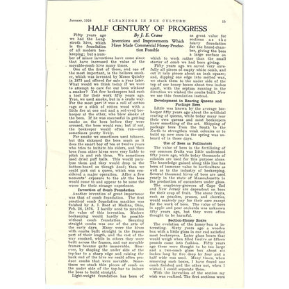 Inventions Improvements Commercial Honey Production JE Crane 1926 Article AG3-9