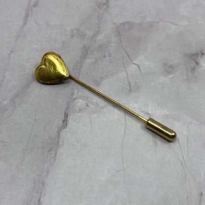 Vintage MCM Mod Heart Gold Tone Stick Pin Hat Pin SB7