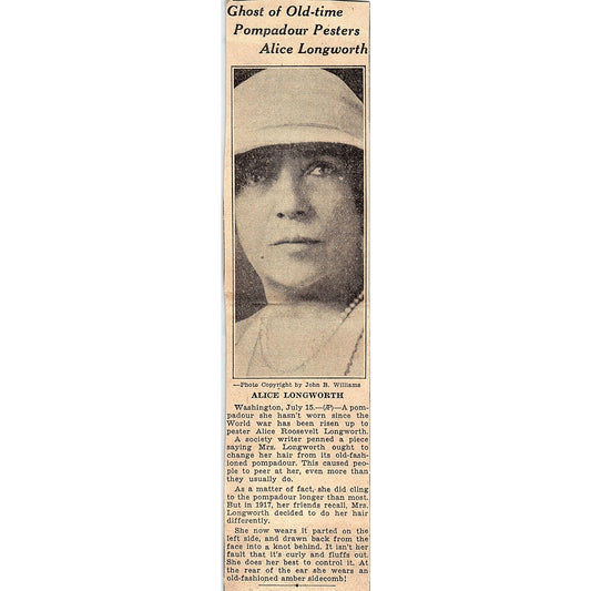 Ghost of Old-Time Pompadour Pesters Alice Longworth 1935 Article AG6-M3