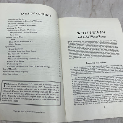 1939 Whitewash & Cold Water Paints National Lime Association Bulletin TJ4-P2