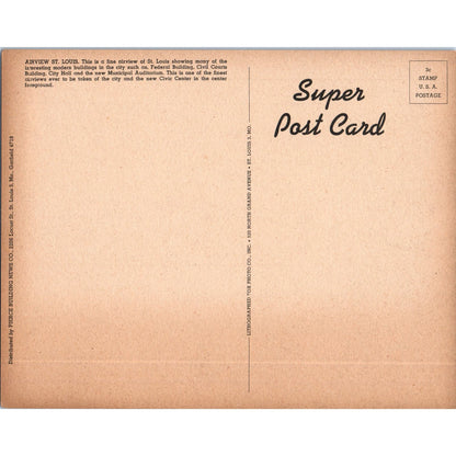 Aerial View of the City - St. Louis MO - Vintage Super Giant Postcard AD7