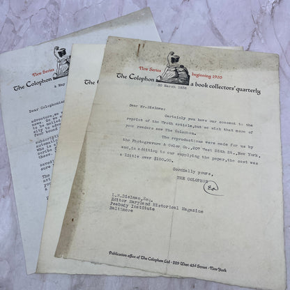 1930s Lot of 3 Leaflets - The Colophon Book Collectors Quarterly D22