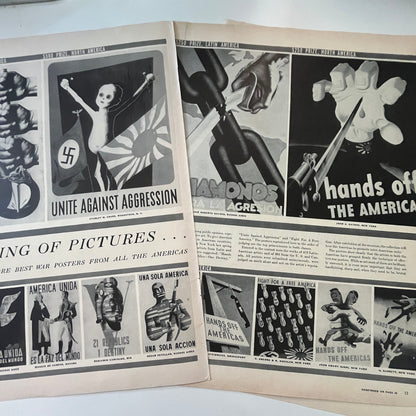 Best War Posters from All The Americas 3 Pages 1940s WWII Era Article V30-1