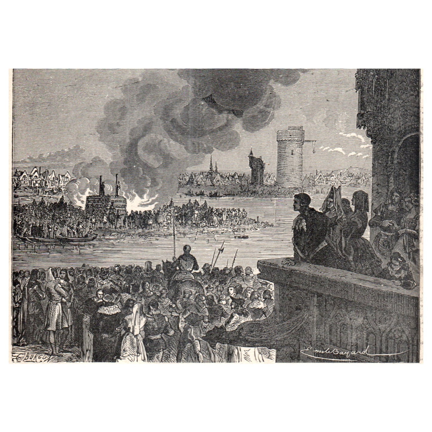 Burning of Jacques De Molay 1911 Engraving Print AF5-7