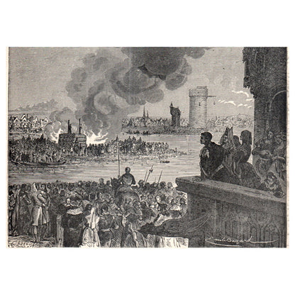 Burning of Jacques De Molay 1911 Engraving Print AF5-7