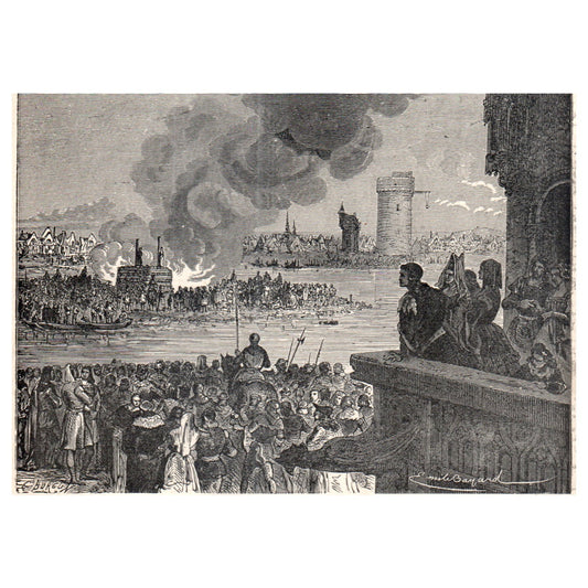 Burning of Jacques De Molay 1911 Engraving Print AF5-7