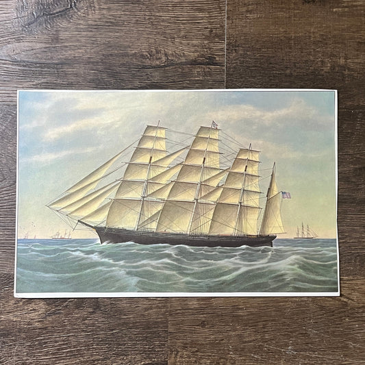 Clipper Ship “Great Republic”, Currier & Ives Lithograph Art Print 9x13.5 V8