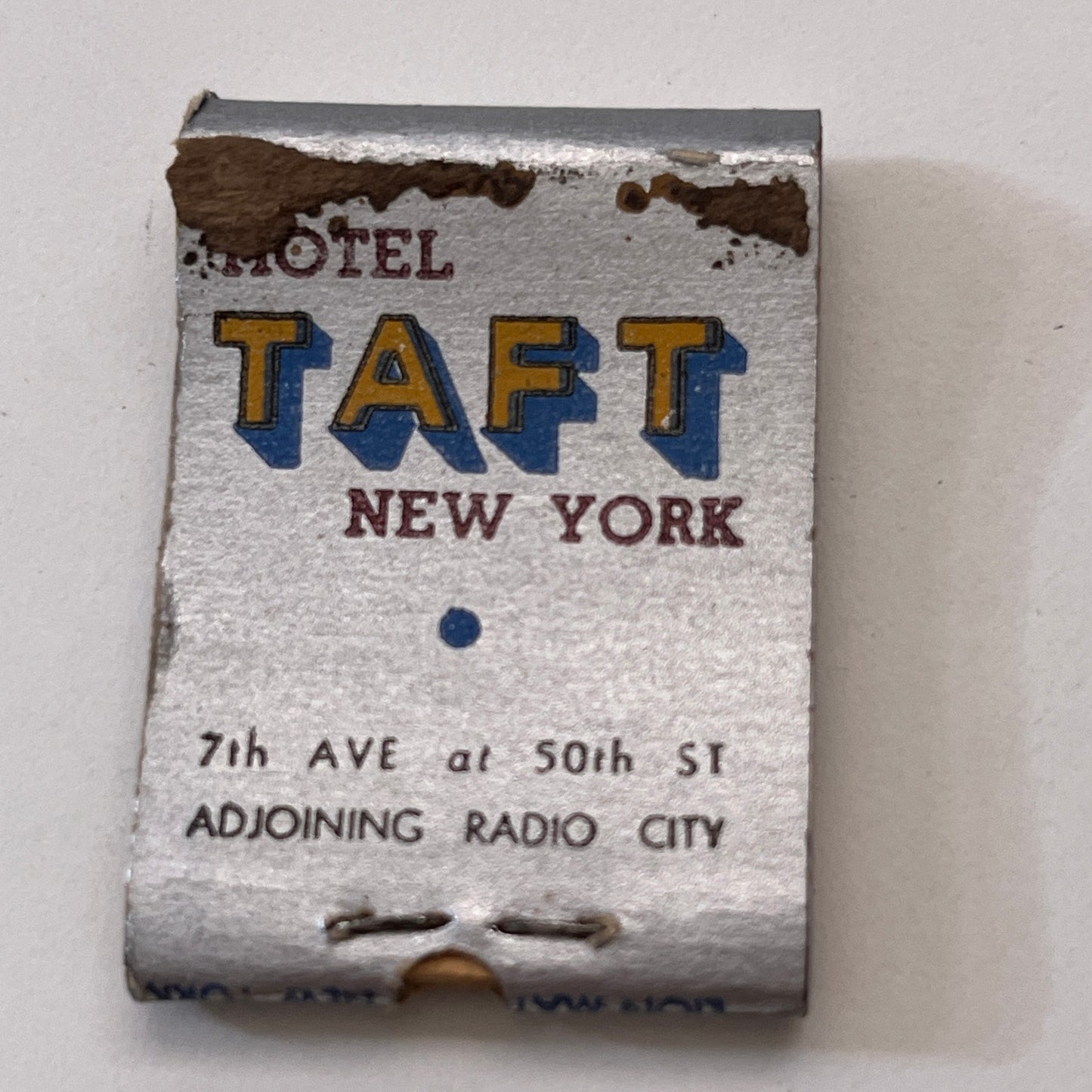 Hotel Taft New York Miniature Vintage Matchbook Cover TB8-MB3-4