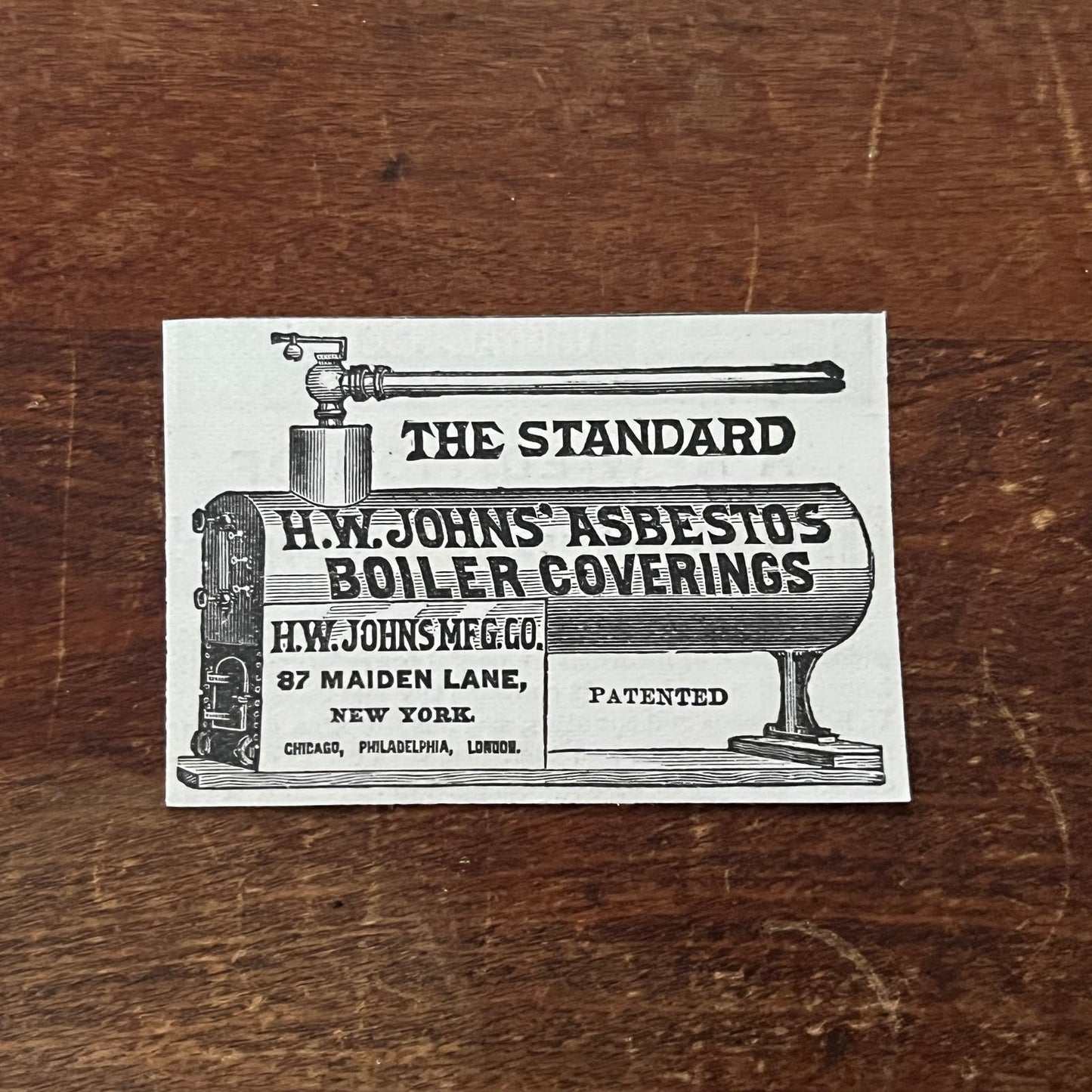 H.W. Johns' Asbestos Boiler Coverings New York Original Advertisement AD8-P29