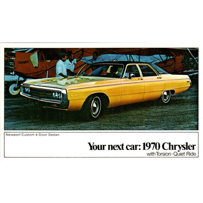 1970 Chrysler Newport Custom Sedan Yellow Vintage Postcard PC12