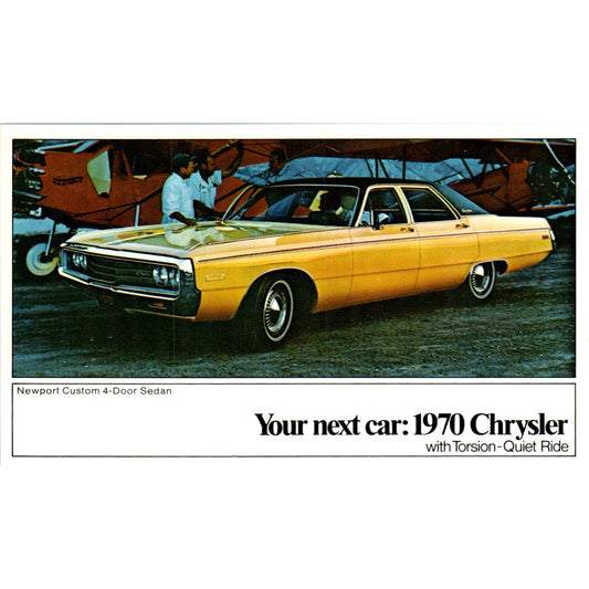 1970 Chrysler Newport Custom Sedan Yellow Vintage Postcard PC12